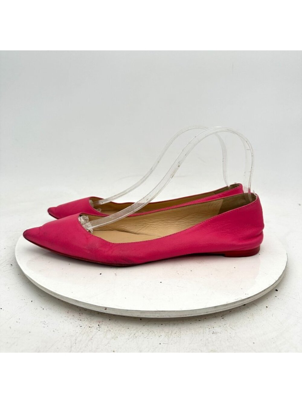 Christian Louboutin Women's EU 38 US 8 Pink Pointed-Toe Ballet Flats